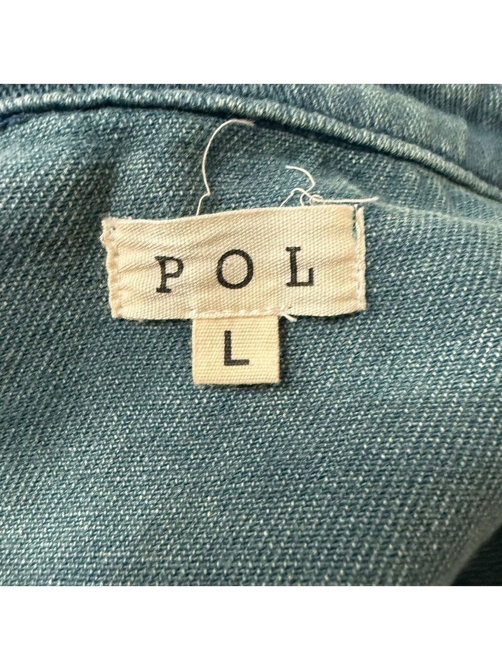 POL Frayed Denim Shacket Jacket Size L Blue Snap Front Distressed Western Style - Picture 8 of 10